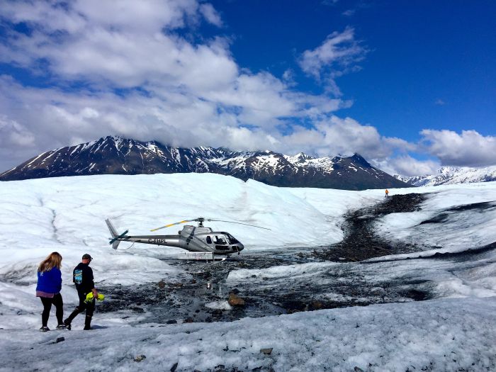 helicopter landing on Knik